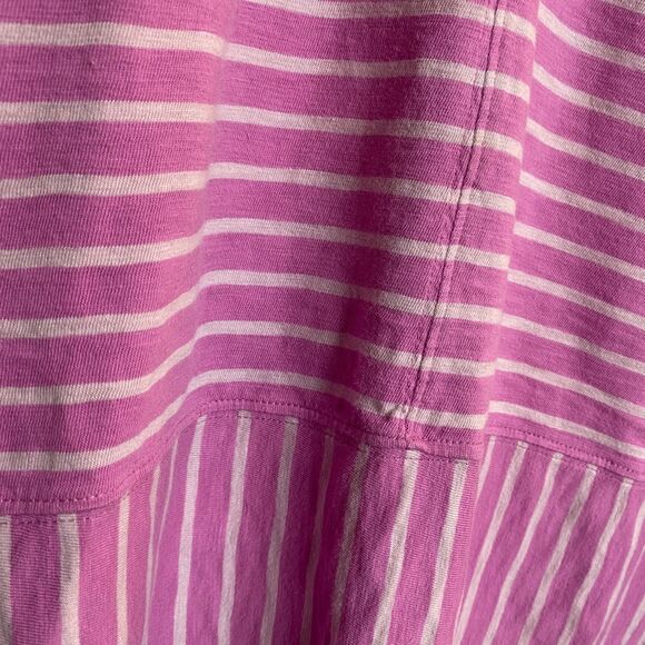 Soft Surroundings Fuchsia Striped V-Neck Short Cuffed Dolman Sleeves Size XL - Picture 6 of 9